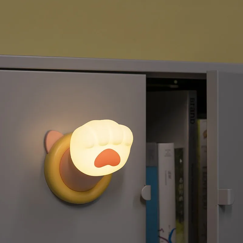 Luz noturna de pata de gato fofa e atraindo riqueza, decoração de mesa recarregável de três velocidades