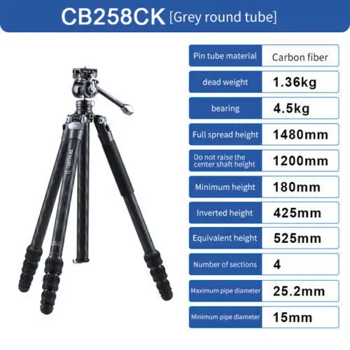 BENRO Bluebird Carbon Fiber Tripod CB258CK max load 4.5kg