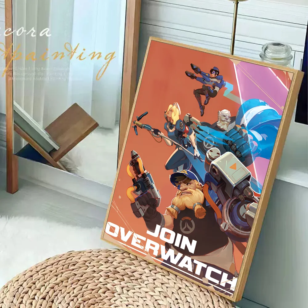 Game O-Overwatch Vintage Posters Sticky Vintage Room Home Bar Cafe Decor Kawaii Room Decor