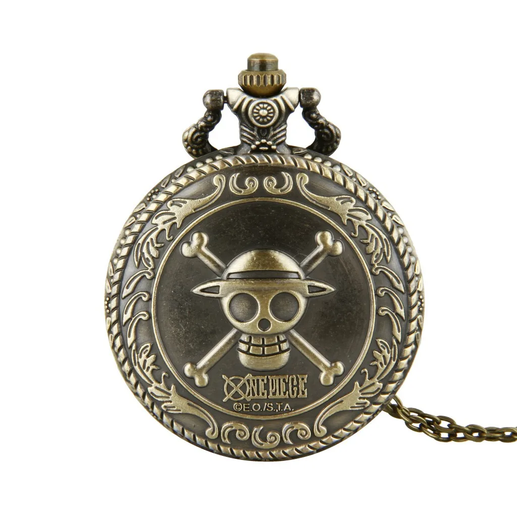 One Piece Cartoon Peripheral Pocket Watch Men Women Vintage Chain Pendant Hot Trendy Decoration Accessories Kids Birthday Gifts