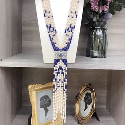 Natural pearl sweater Necklace wholesale women's lapis lazuli with luxury and high-grade fashion exquisite necklace