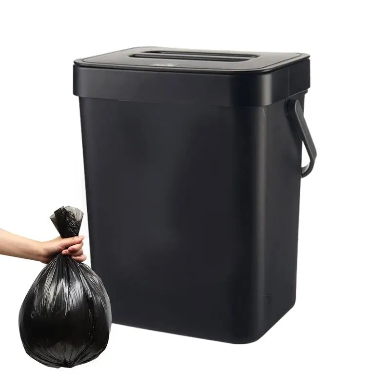 3L Hanging Trash Can With Lid Large Capacity Kitchen Recycling Garbage Basket Cabinet Door Bathroom Wall Mounted Trash