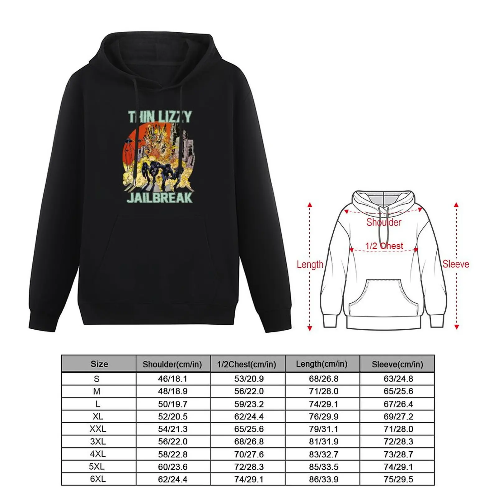 Thin Lizzy Jailbreak Explosion Vintage Black Print T Shirt Pullover Hoodie men clothes fashion men hoodies for men