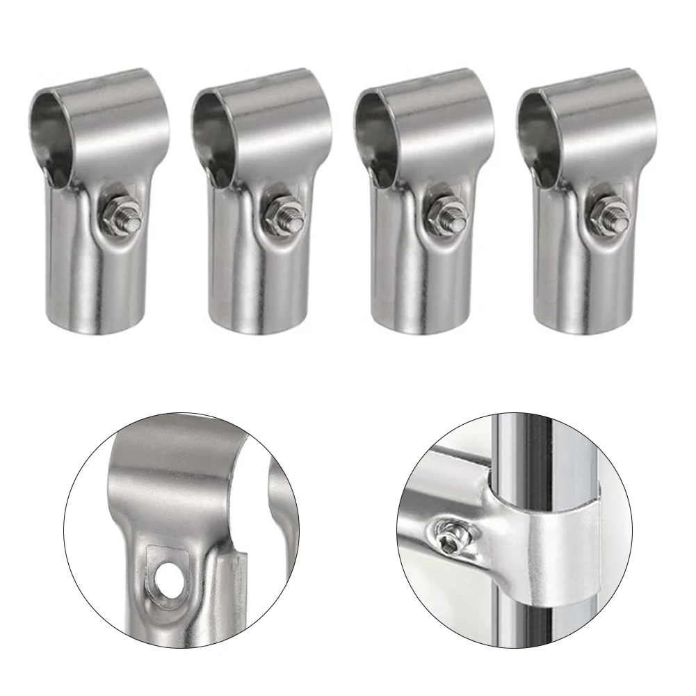 

T Pipe Clamp Connector 4pcs Pipe Connector Stainless Steel Fit OD 1 Inch Home Improvement Building Hardware