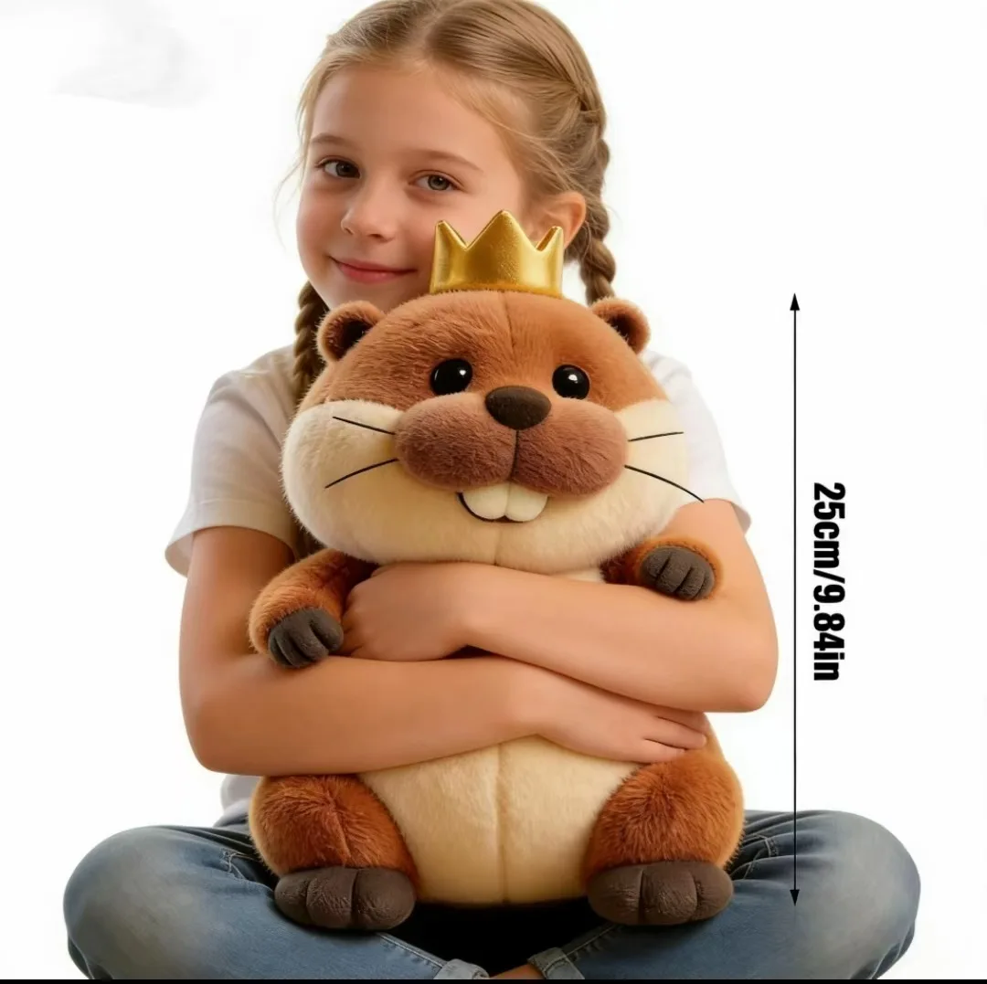 

Плюшевая игрушка-бобр King George Movie Peripheral Golden Crown, 25 см, мягкая имитация животного, для домашнего декора, коллекция для взрослых