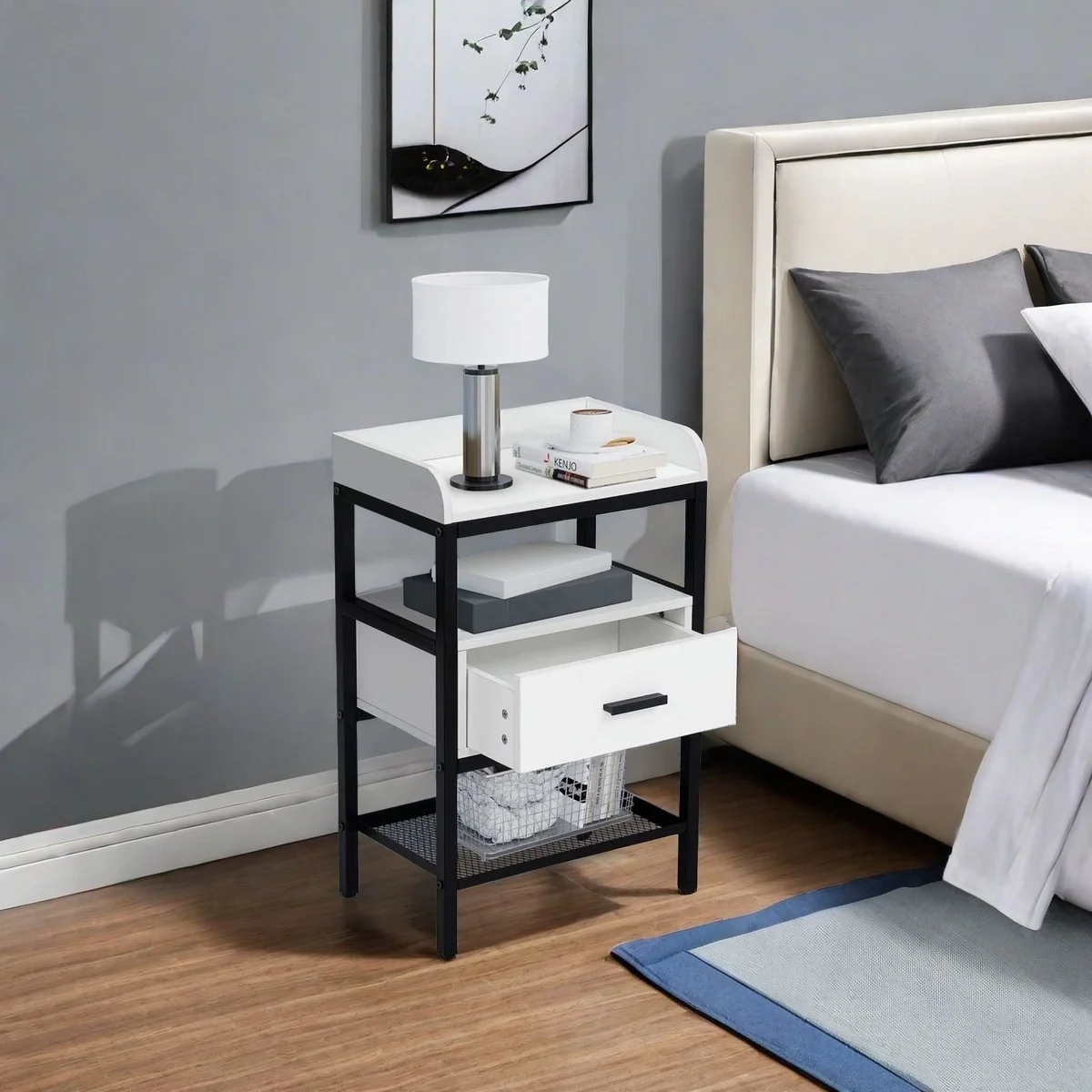 

Современный высококачественный шкаф для хранения в спальне, многофункциональный деревянный ящик, прикроватная тумбочка, простой светильник, роскошная гостиная