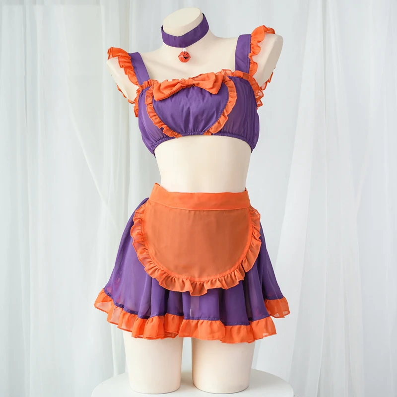 AniLV 2022 Halloween Night Pumpkin Maid Unifrom Cosplay Anime Girl Cute Outfits Costumes