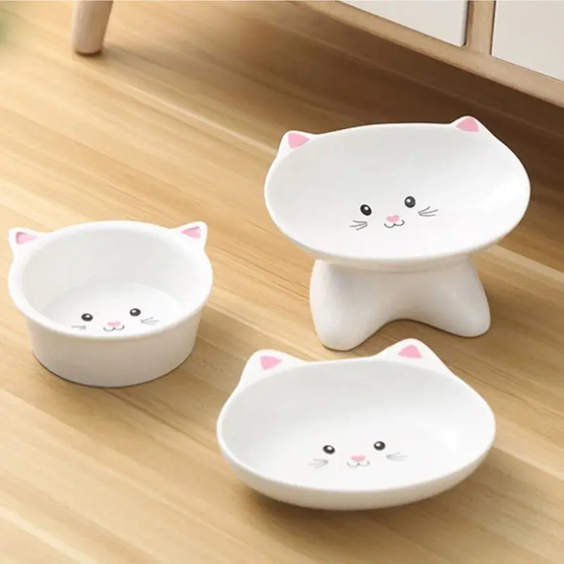 New Cute Patterns Ceramic Pet Bowl Cute Cat Bowl Water Basin Dog Pot Pet Drinking Eat Bowl Round Ceramic Bowl Feeders