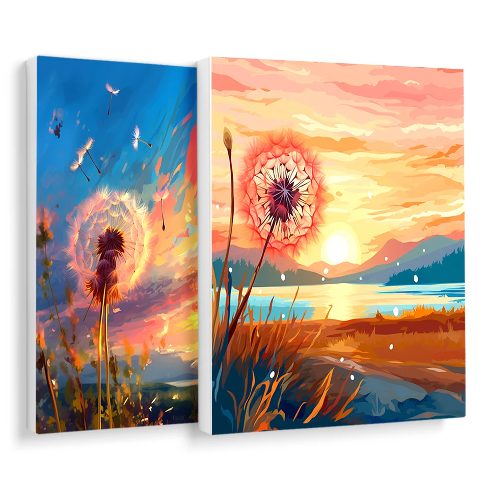 

RUOPOTY-Pictures By Numbers Painting Dandelion With Frame Oil Acrylic Paints On Canvas Original Gifts Handpainted Color Markers