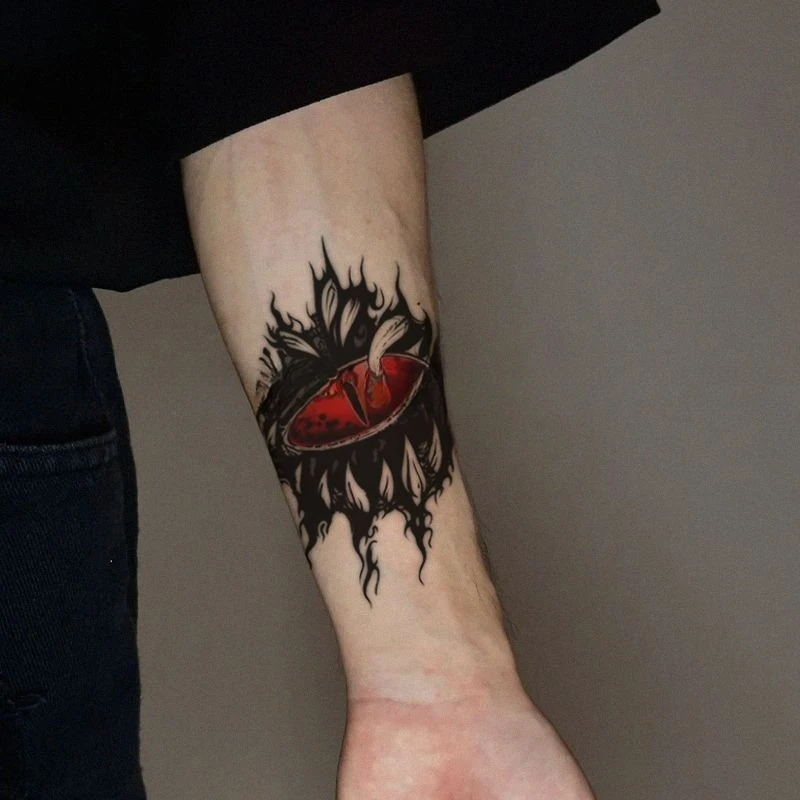 Demon Eye Tattoo Sticker for Woman Man Art Fake Tattoo Waterproof Temporary Tattoos Gothic Red Devil Eyes Fake Tattoo Sticker