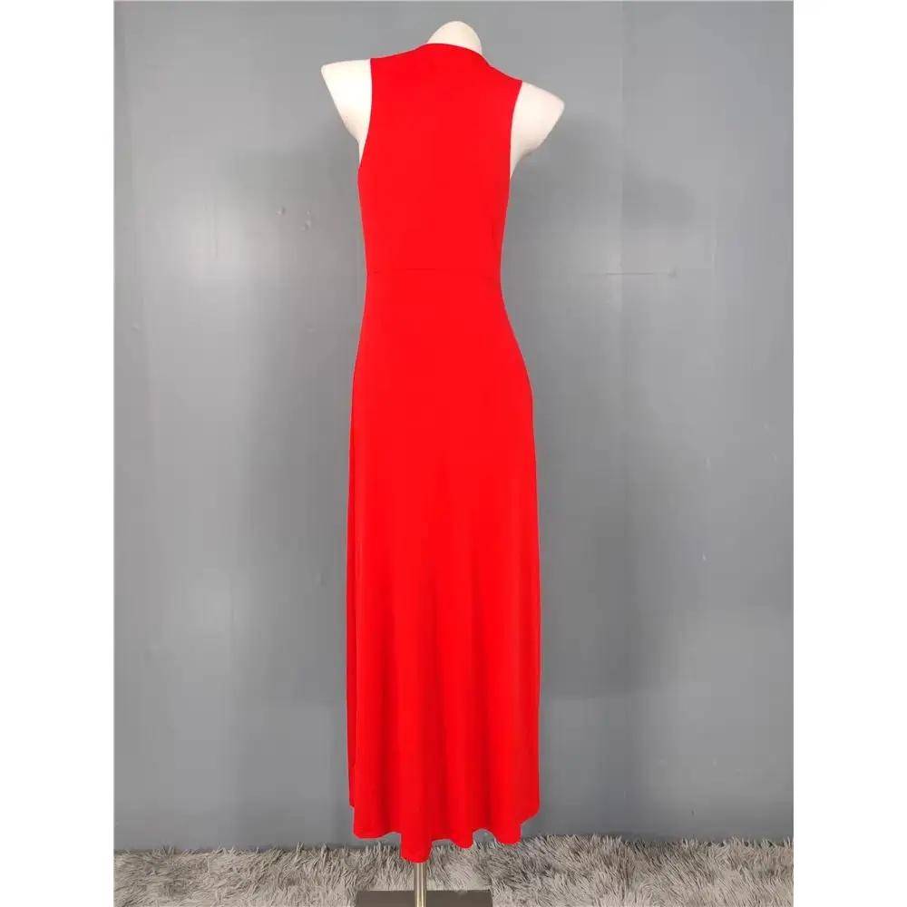 Rojo V-ne Maxi Dr Falda elástica adelgazante Nudo de cintura alta Bal Falda grande elástica alta Faionable Dr