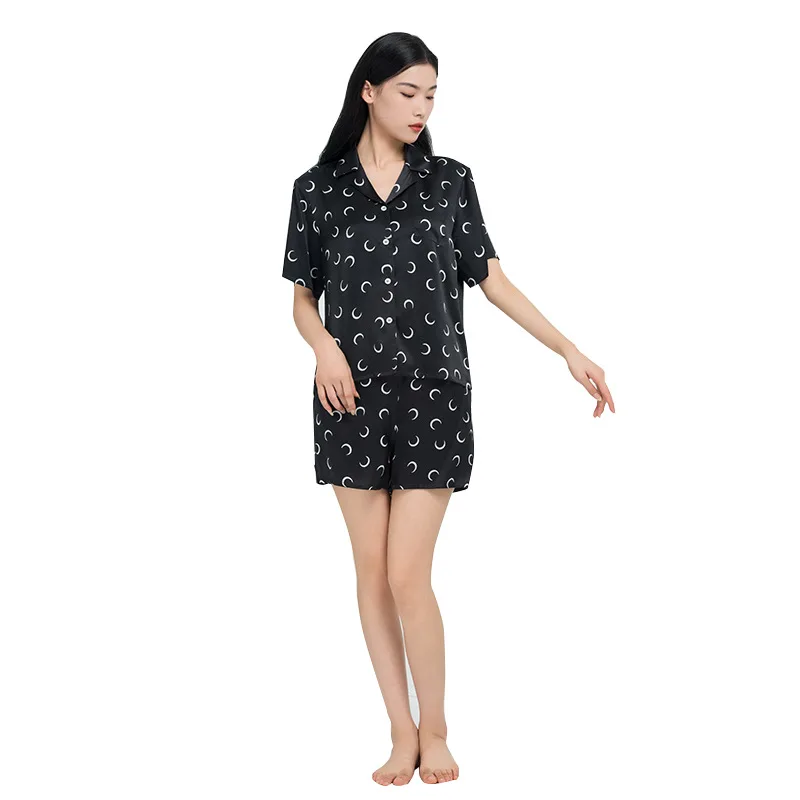 19 Momme Printing Short Silk Pajama Set