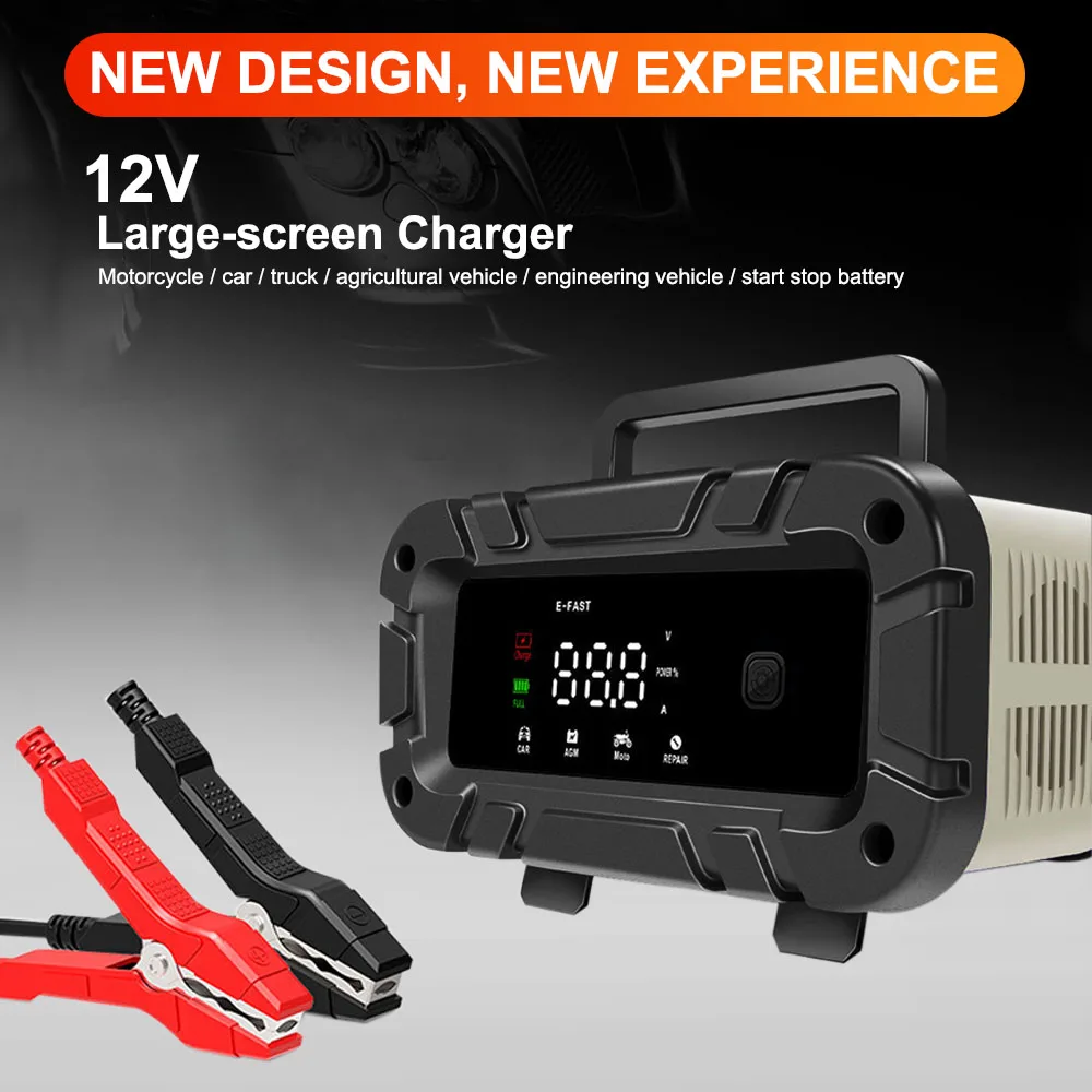 

Интеллектуальный мотоцикл, внедорожник, грузовик, мощный импульсный ремонт, зарядка аккумулятора, умное автомобильное зарядное устройство, светодиодный дисплей, 12 В, 6 А, портативный