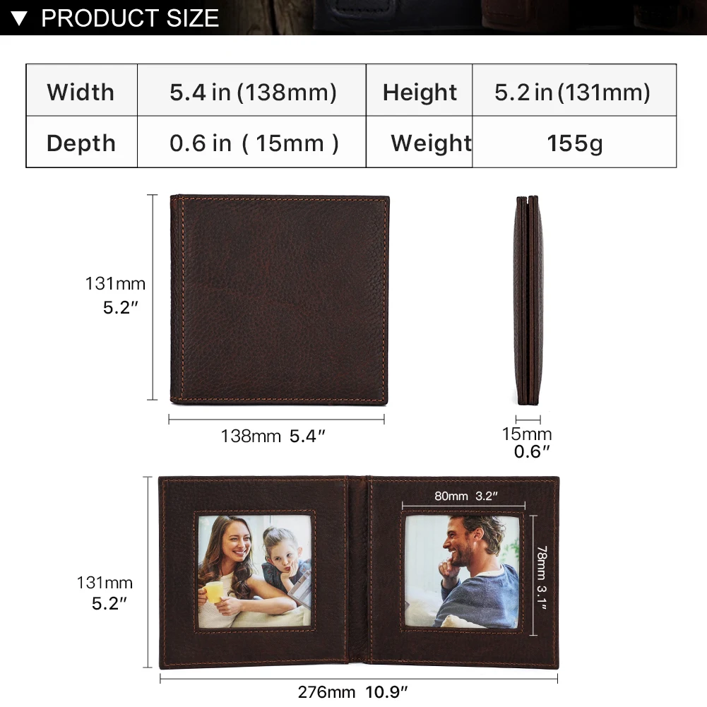 الرجعية إطار صور مزدوج افتتاح للطي حامل صور الكولاج جلد طبيعي حامل صور لعرض سطح المكتب ديكور المنزل