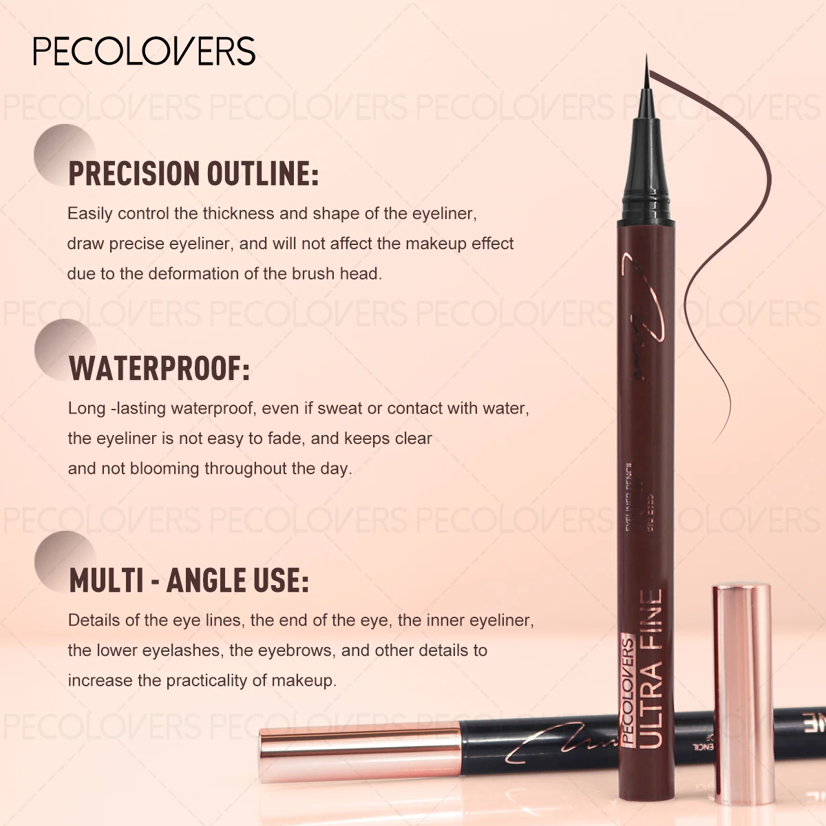 1PC 0.01mm Ultra-fine Liquid Eyeliner, Waterproof and Sweatproof, Quick-drying, Liquid Eyebrow Pencil, Suitable for Daily Makeup