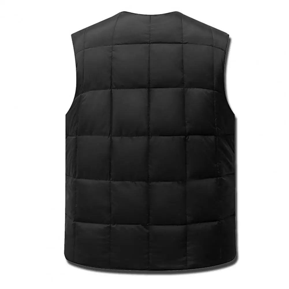 Lightweight Duck Down Warm Vest for Men Winter V-neck Sleeveless Warm Jacket Male Button Down Vest Coat Fashion Casual Waistcoat