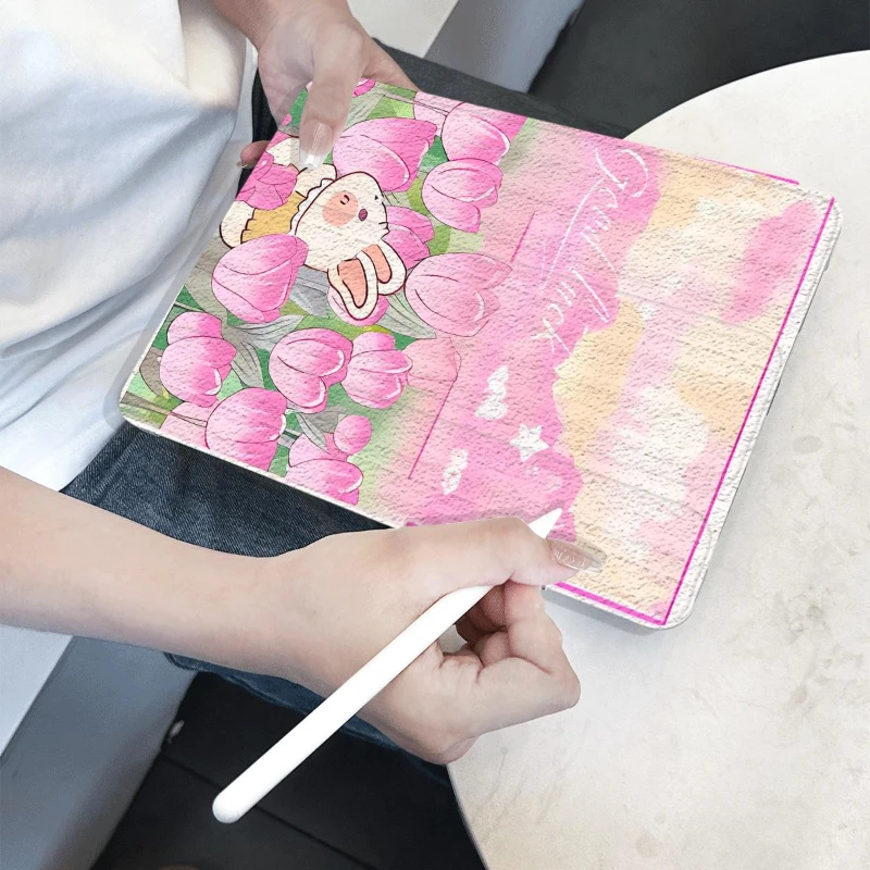 Tablet Case for 7 8 9th 10.2 Funda Cover IPad 10th Generation Ipad Air 3 Generation 2019 IPad Pro 11 2022 Rabbit Tulip Shell