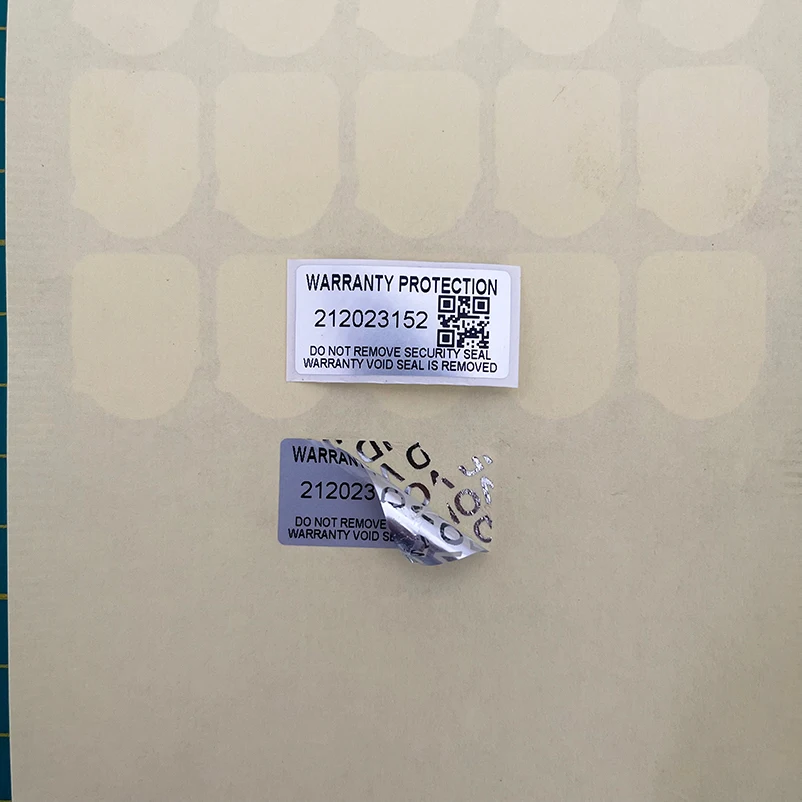 100pcs Protective Warranty Stickers 30mm x 15mm Security Seal Tamper Resistant Variable Serial Number QR Code Sticker