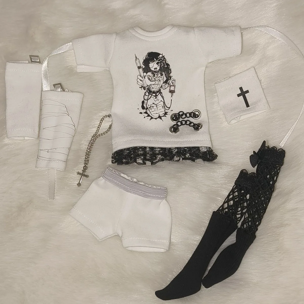 （customization 30day）BJD doll clothes suitable for 1/4 1/6 size white skirts clothing set doll accessories (4 points)