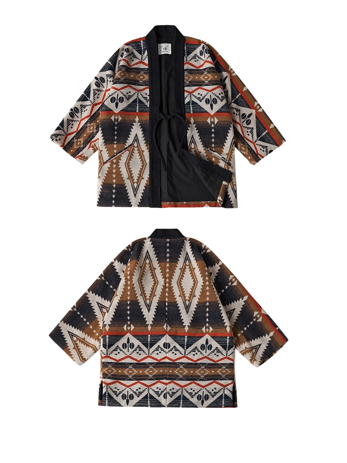 Winter New Indian Pattern Western Nomadic Robe Cotton And Wool Blend Vintage Kimono Jacket Casual Cardigan Coat