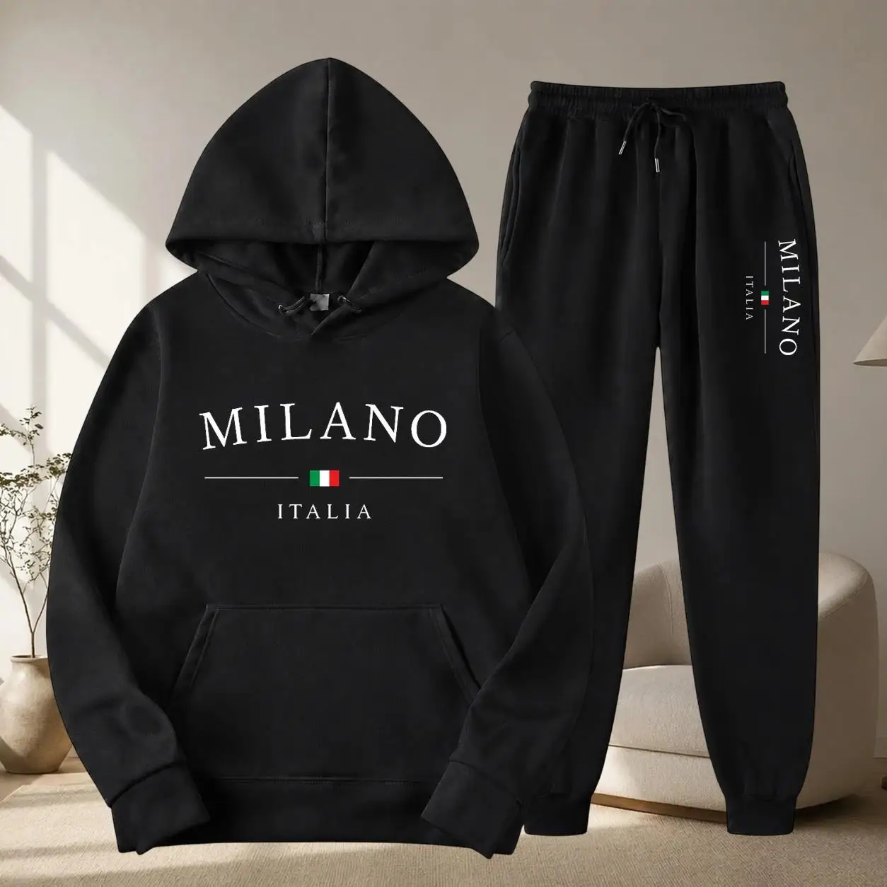 2027 Long Pants Set, High-quality Hooded Sweatshirt Set, 2-piece Set, Autumn and Winter Men's Sportswear Hoodies Co-ords