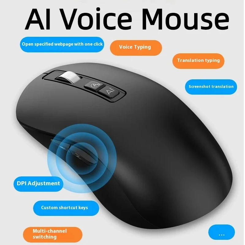Ai Voice Mouse سماعة لاسلكية تعمل بالبلوتوث ثنائي الوضع قابل لإعادة الشحن لأجهزة الكمبيوتر المحمول والكمبيوتر الكتابة الصوتية ترجمة Deepseek Gpt مكتب ذكي #1