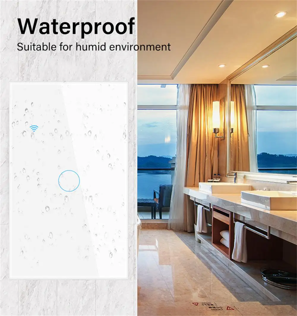 Tuya WiFi Smart Switch Panel Zero Fire Panel 120 Type US Standard White 1gang Works with Google Assistant Amazon alexa