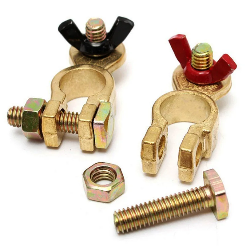 

2pcs Positive & Nagative Auto Battery Terminal Connector Battery Quick Release Battery Clamps Brass Connector