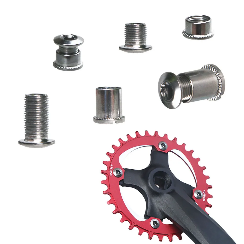 5pc Mountain Bikes Chainring Screws Stainless Steel Chainring Screws Single/Double/Triple Bolts Screws Bicycle Components Replac