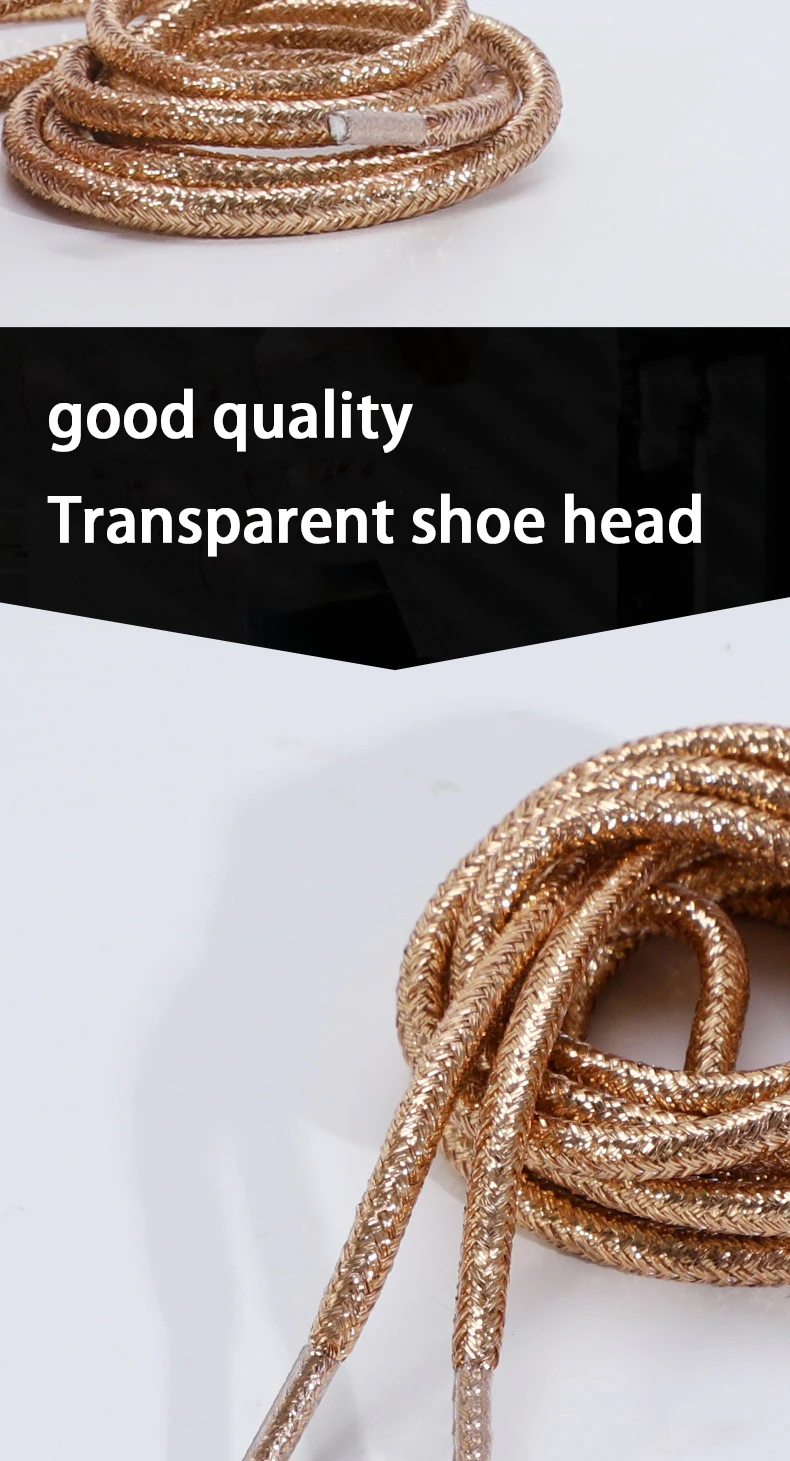 1 Paar modische glänzende Schnürsenkel Gold Silber Seide Runde Schnürsenkel Sneakers Segeltuchschuhe Schnürsenkel 100 cm/120 cm/140 cm/160 cm – Detail 6