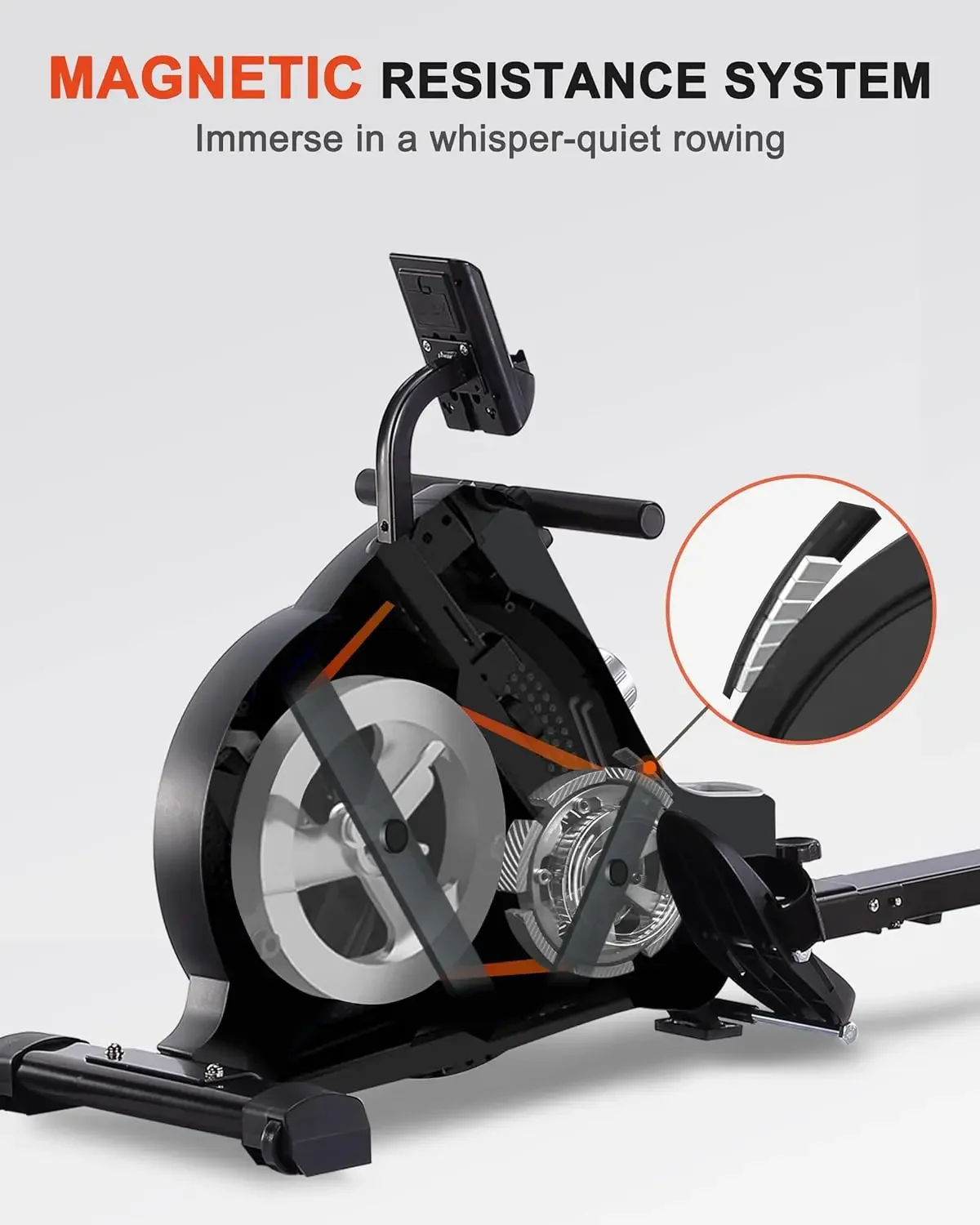 Magnetic Rowing Machine for Home use，Foldable Rower Whit 350 LB Weight Capacity 16 Levels，Rower Machine Whit Adjustable