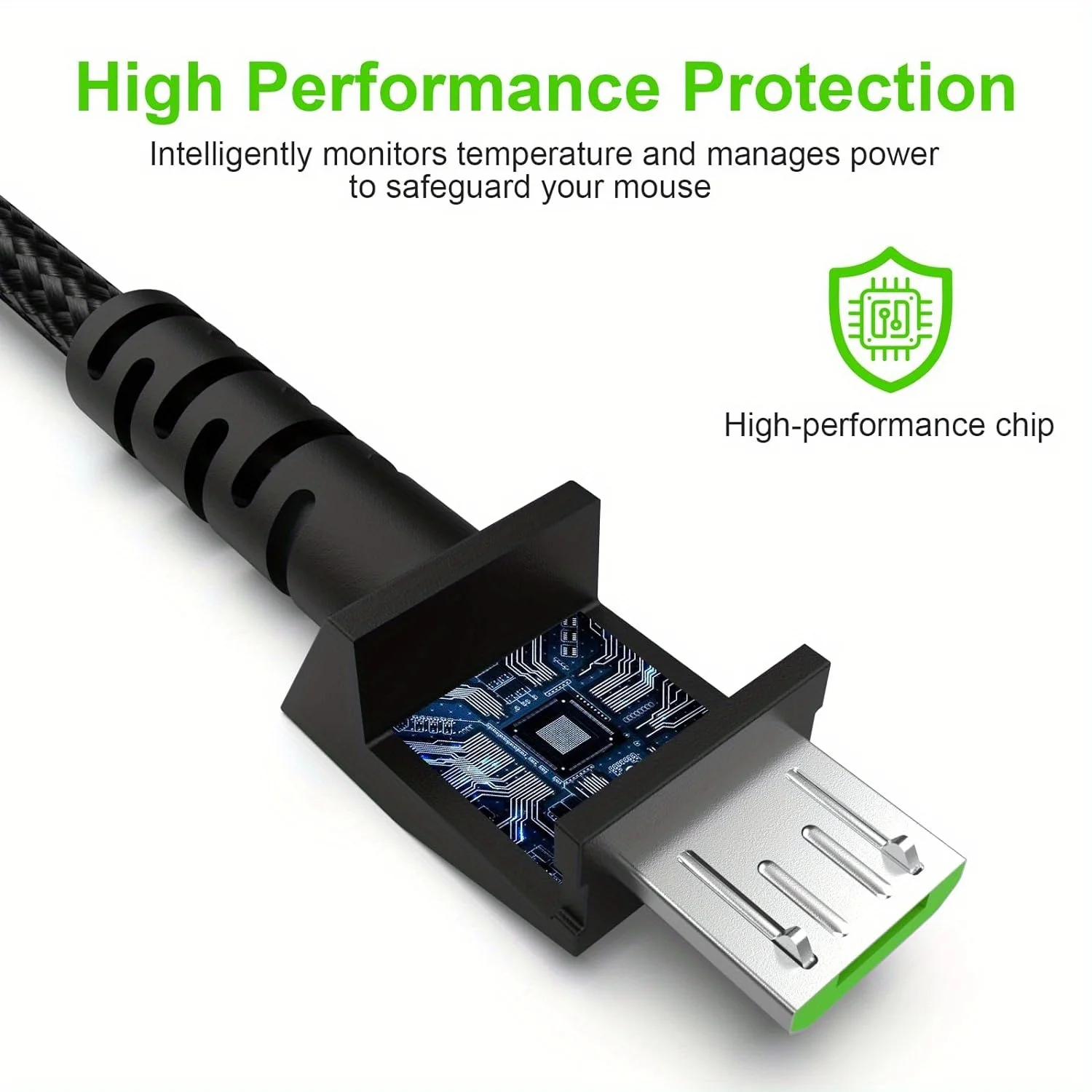 OKCSC Razer Kompatybilny z Razerem kabel do ładowania myszy z mikro USB w oplocie Nylonowy płaski przewód ze złączem męskim na żeńskie Przewód do ładowania myszy do gier