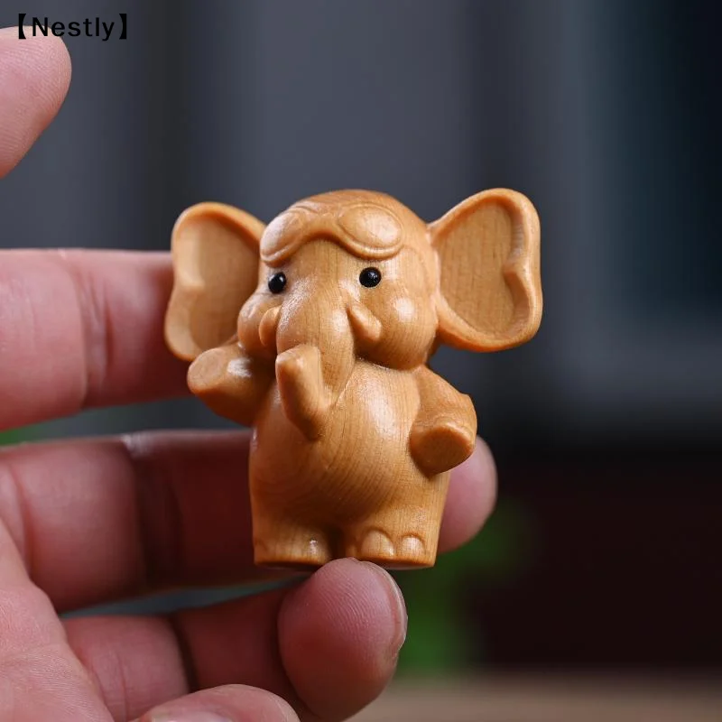 Handcrafted Wooden Elephant Figurine Versatile Indoor/Outdoor Decor For Christmas, Diwali New Year Prosperity Celebrations〔Nest〕
