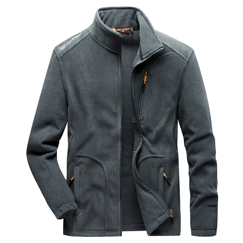 

Spring Autumn Winter New Men's Thick Warm Loose Stand-up Collar Clip Fleece Jacket