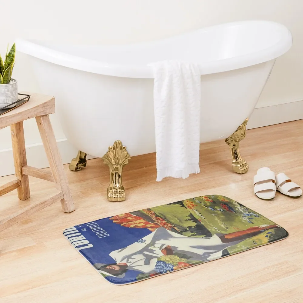 Vintage Italian Alps Cortina summer travel advert Bath Mat Carpets For Bathrooms Home Entrances Non-Slip Shower Mat