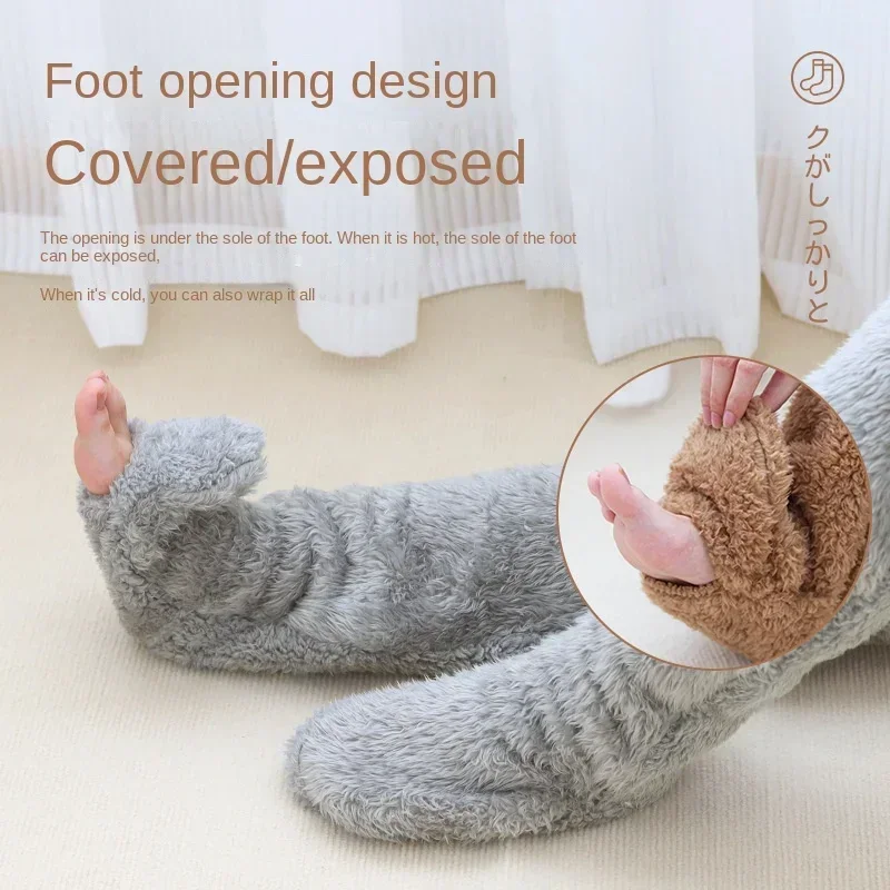 Hot Fluffy Thigh High Socks for Pregnant Women Elderly Legs Snuggle Long Paws Fuzzy Leggings Over Knee Slippers Hairy Stockings view 4
