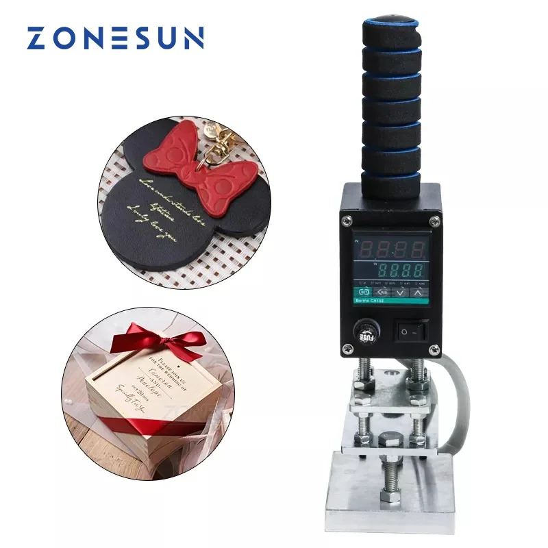 

ZONESUN 8*10cm 500W Handheld Heat Press Machine Leather Wood Paper Custom Logo Embosser Wood Branding Iron Hot Stamping Machine