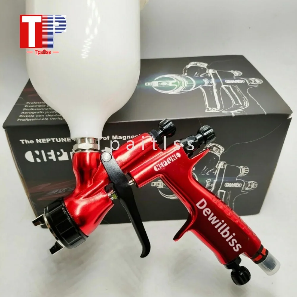 Tpaitlss Paint 600ml Red 110B 1.3mm Nozzle LVMP Spray Gun Car with Mixing Cup Water Based Air Spray Gun Airbrush