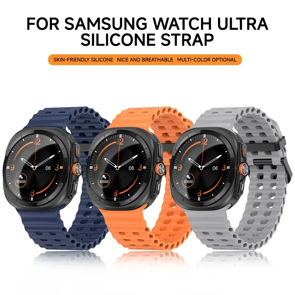Breathable Strap For Samsung Galaxy Watch 7 Ultra 47mm Silicone Smart Wristband Bracelet Wrist Band Galaxy7 Accessories Case image 2