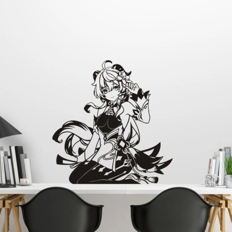 Genshin Impact Sticker Anime Cartoon Mona Ganyu Yae Miko Car Decal Sticker Vinyl