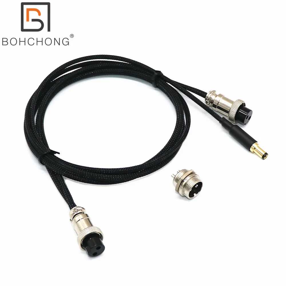 DIY Audiophile Silver Plated Wire GX16 2Pin to GX16 Male Core Gift and DC 3.5*1.5 5.5*2.1 5.5*2.5mm Power Supply Adapter Cable