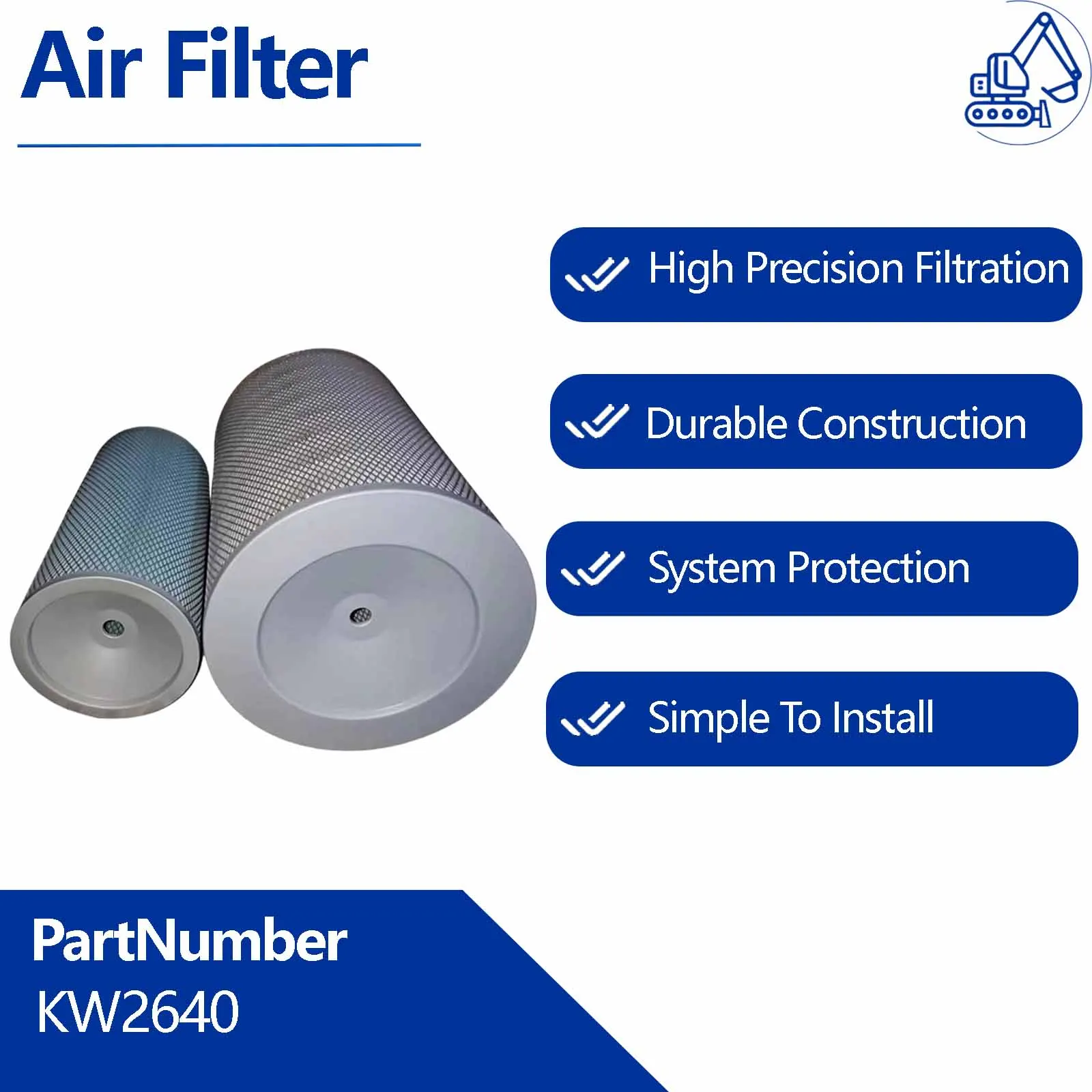 Air Filter K2640 For Shantui SD13 SD16 Bulldozers