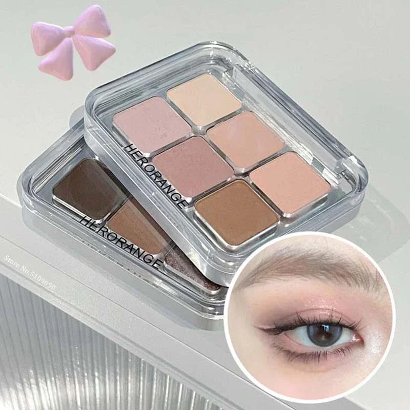 6-kolorowa matowa paleta cieni do powiek szara róża połyskujący brokat kolor ziemi niski nasycenie pigment cieni do powiek długotrwałe kosmetyki