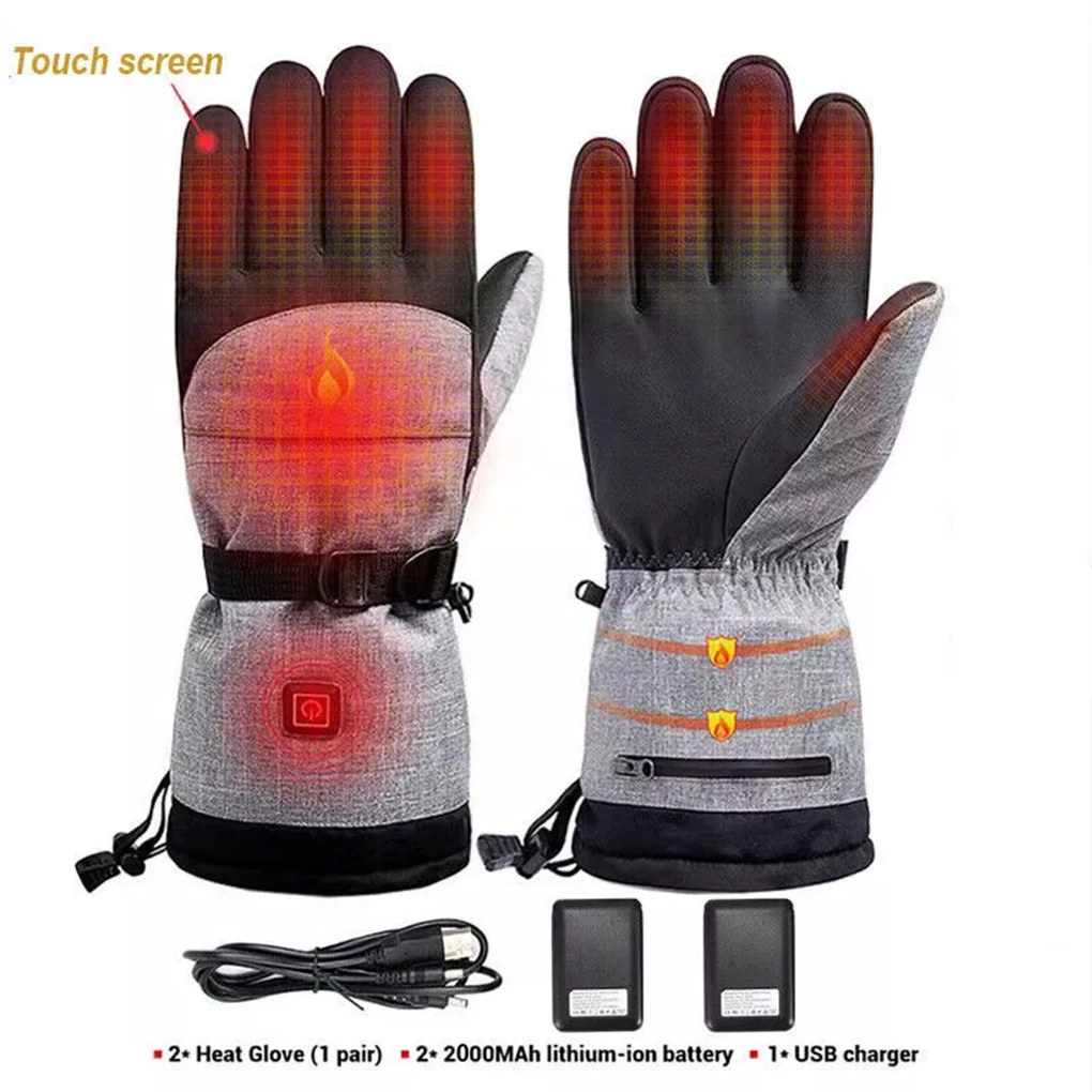 Gants thermiques chauffants électriques pour motoneige, imperméables, rechargeables, chauds, moto, hiver