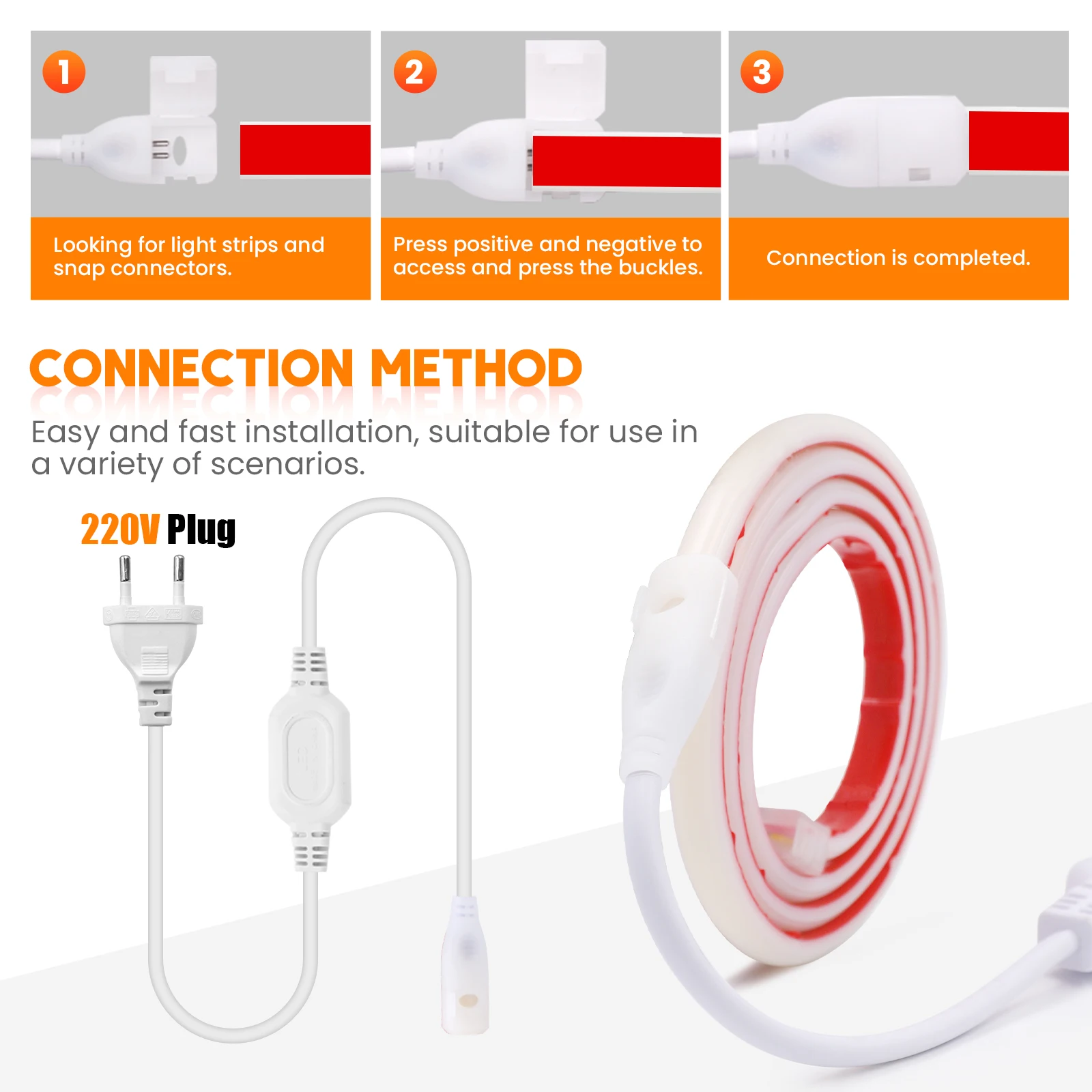 IP67 Wodoodporna taśma LED 220V COB Światło neonowe 288 diod LED / m Elastyczna taśma wstążkowa RA90 3000/6000K Oświetlenie liniowe o dużej gęstości