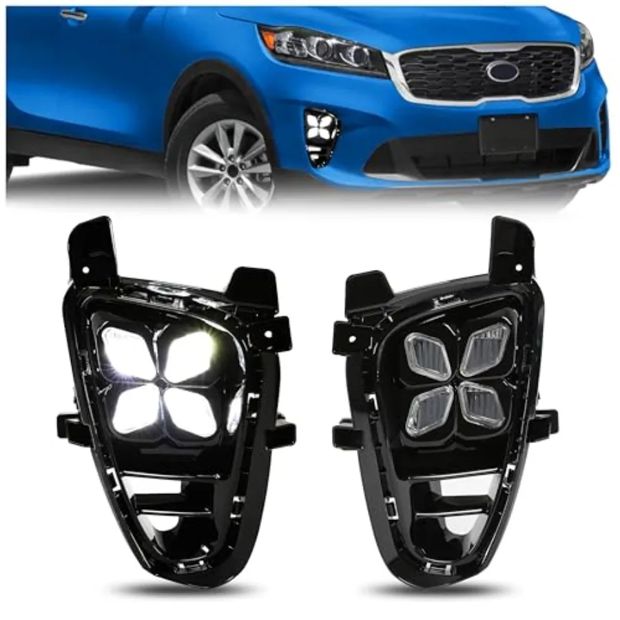 

Pair LED Fog Lights for 20192020 Kia Sorento Front Daytime Running Lights with 4 Eyes Design Clear Lens Compatible with LH and