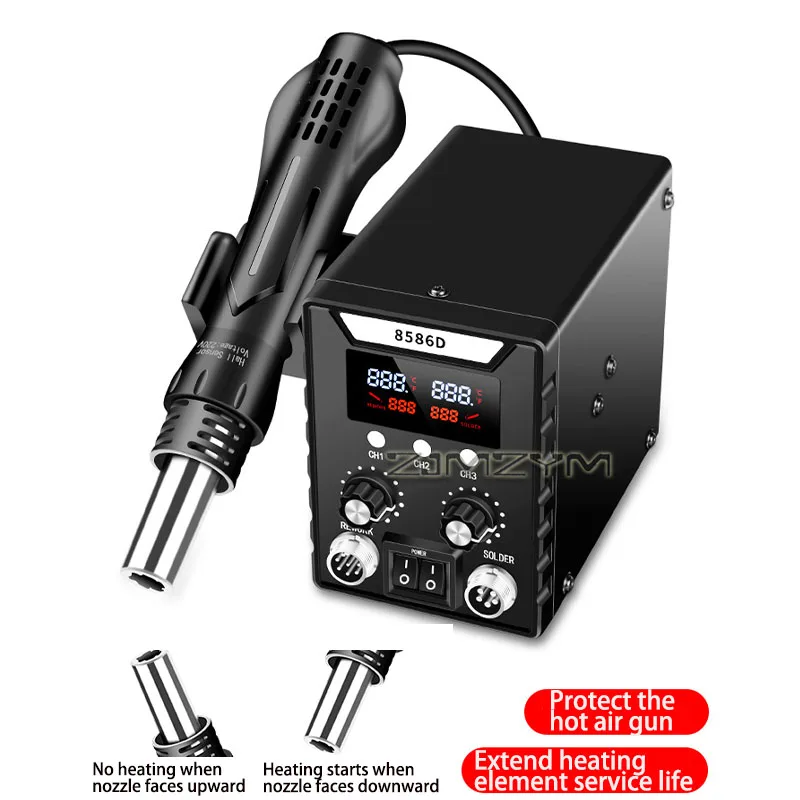 2 in 1 Hot Air Rework Station Digital Soldering Station ESD Safe SMD Desoldering Welding Tool Kit for PCB Phone Repair 110V/220V - view 5