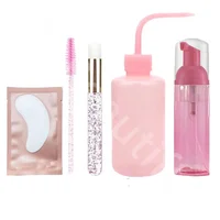 Kit de limpieza de extensiones de pestañas, 23 Uds., 5 en 1, champú para pestañas, cepillo, jabón, espuma, juego de botellas de lavado, varita para rímel de cejas, parches para los ojos
