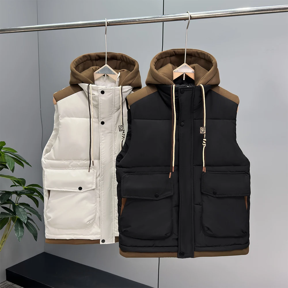 

Мужской зимний теплый тюнетный жилет со съемной кепкой, хлопковая одежда, модная рабочая одежда, большой размер, ort Sle