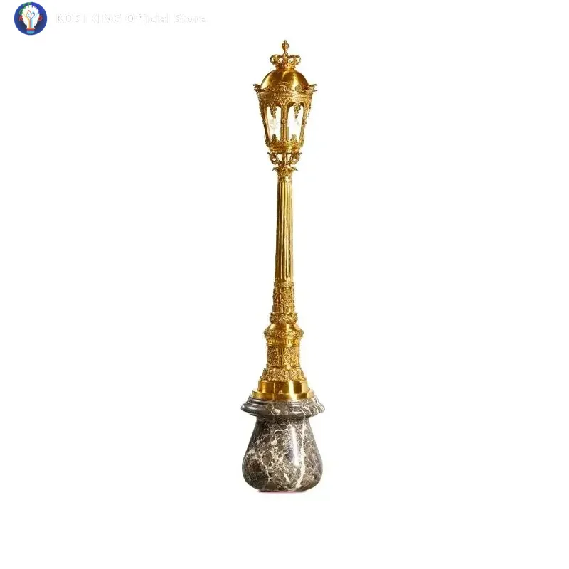 European and American style luxury villa mansion floor lamp pure copper ceramic French lighting lobby luxury Czech crystal lamps